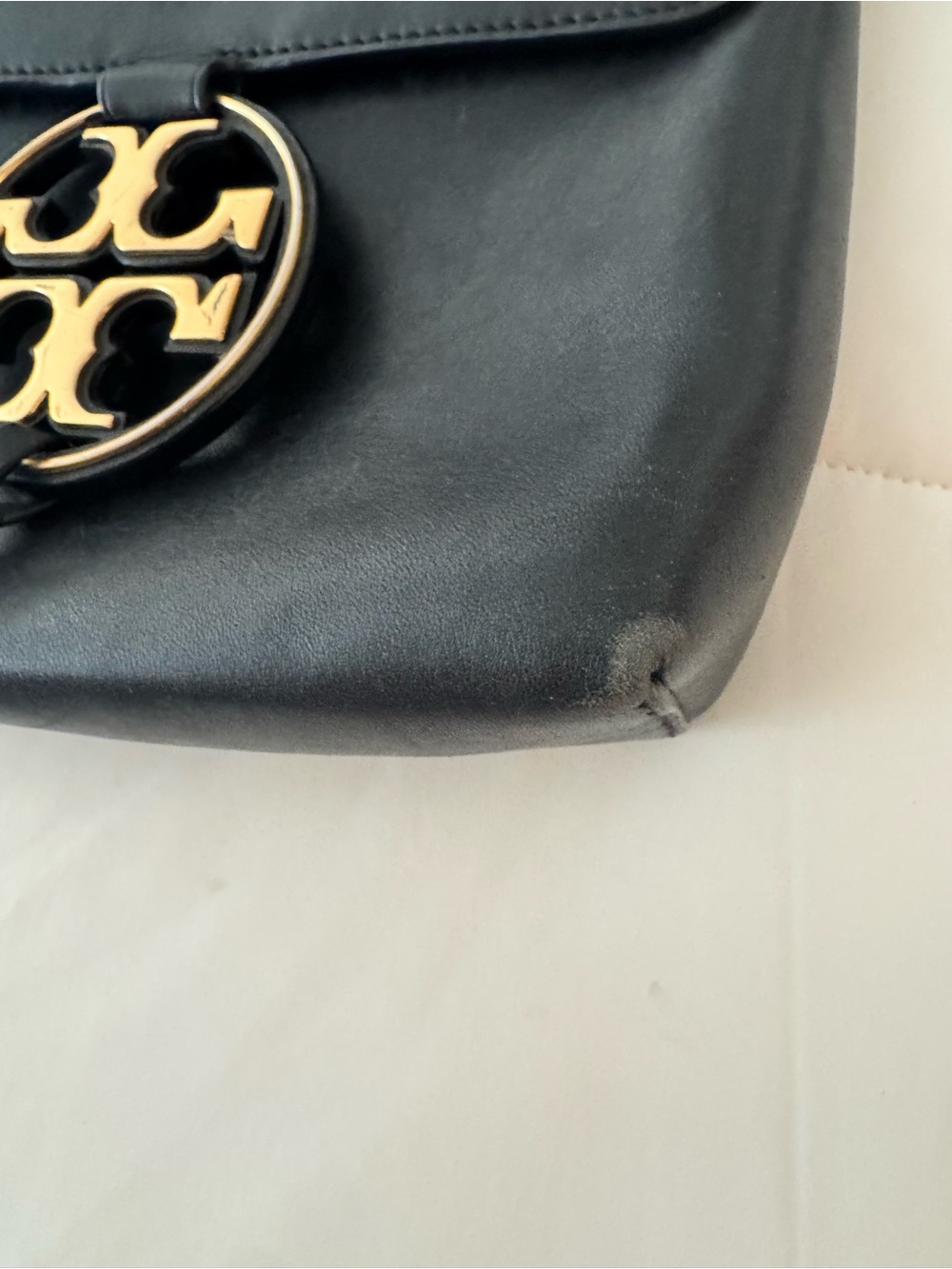 Tory Burch Black Leather Miller Circle Logo Crossbody with Gold Trim - Picture 4 of 13